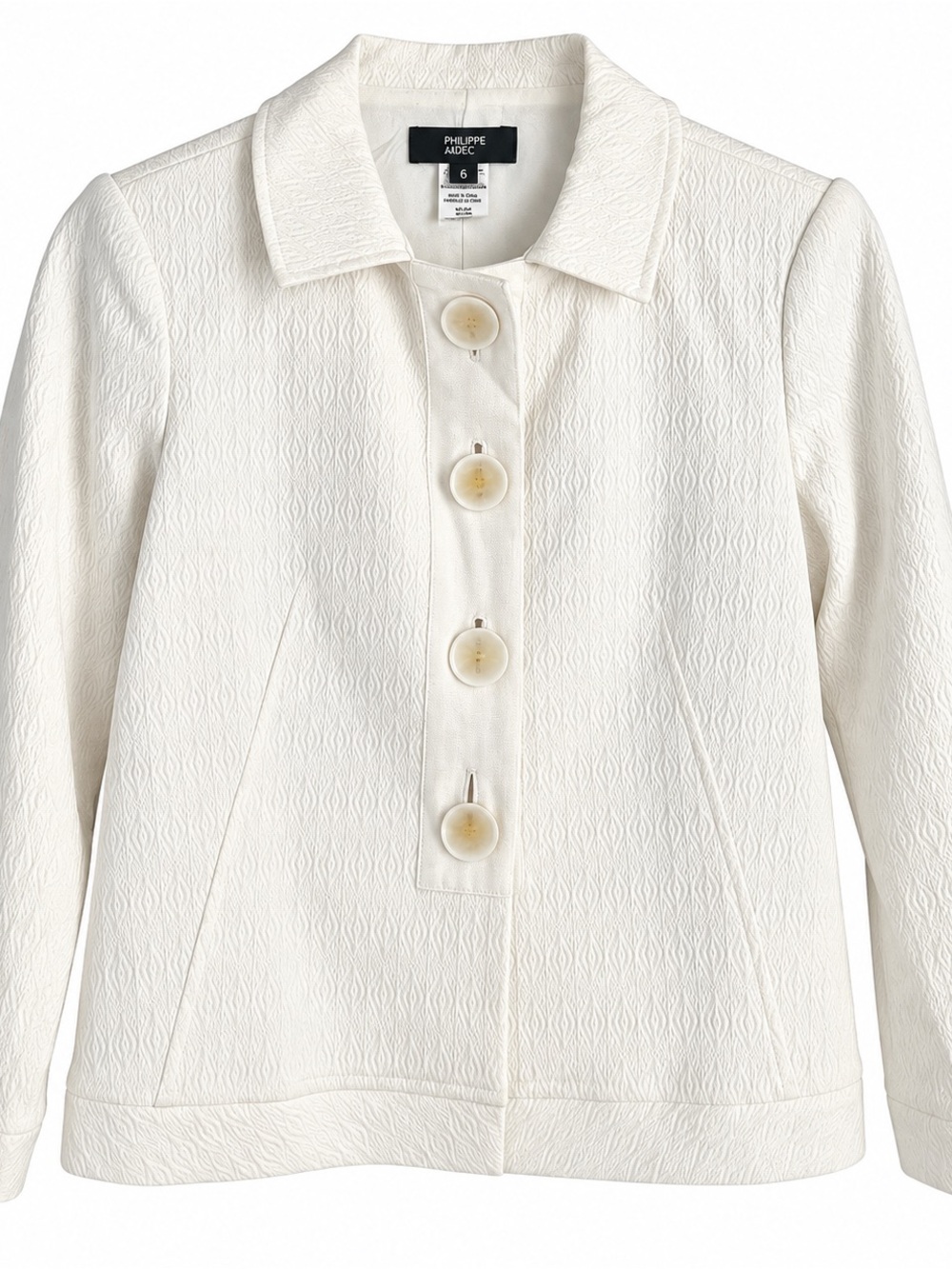 Philippe Adec Ivory Textured Button-Front Jacket vintage 6 1990’s